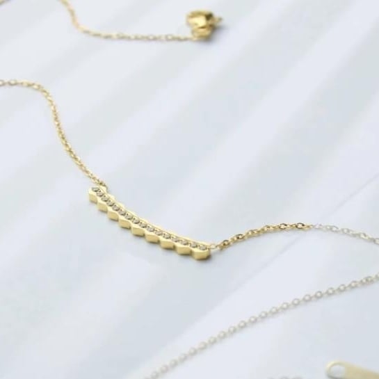 One line diamond necklace for women with minimalist and cool style high-end micro inlaid pendant fashionable collarbone Image 2