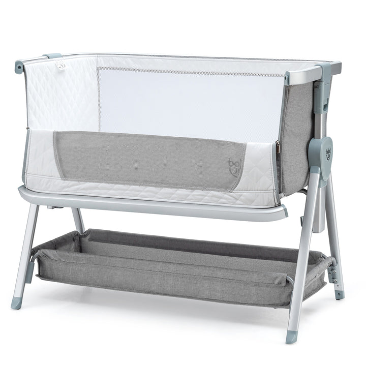 Babyjoy Baby Bed Side Crib Portable Adjustable Infant Travel Sleeper Bassinet Peach/Dark Grey/Light Grey Image 1