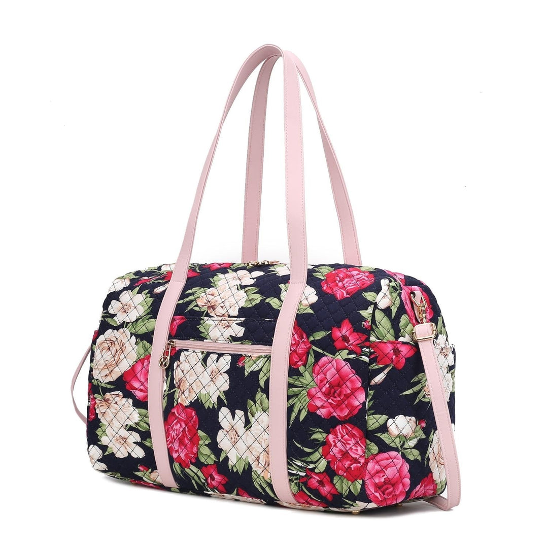 Khelani Quilted Cotton Botanical Pattern Multi-Functional Shoulder Bag Womens Duffle Bag by Mia K Image 6