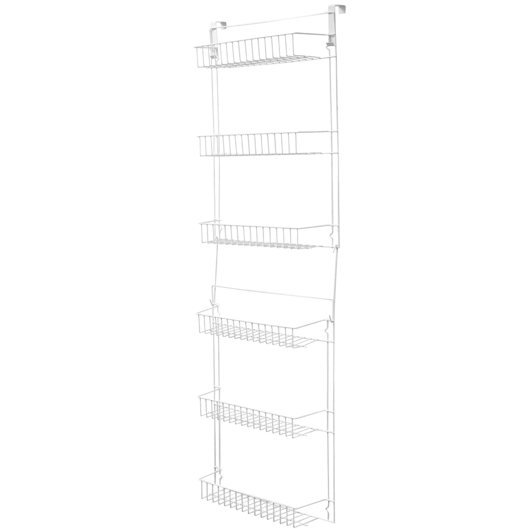 Over the Door Organizer 6-Tier Pantry Shelves Rack for Kitchen StorageWhite Image 1