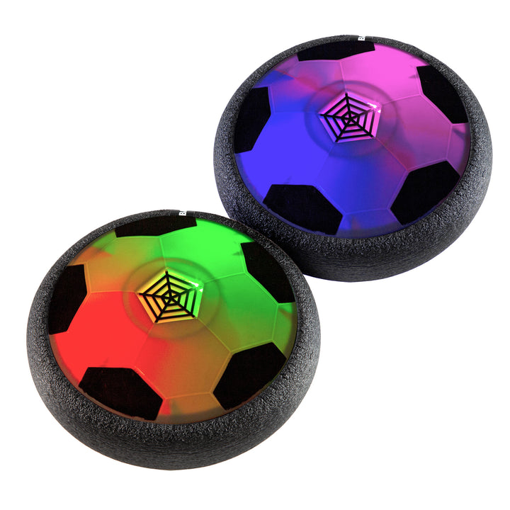 2 Pack Hover Air Soccer Balls with LED Lights Indoor Game Foam Bumpers Black White Image 1