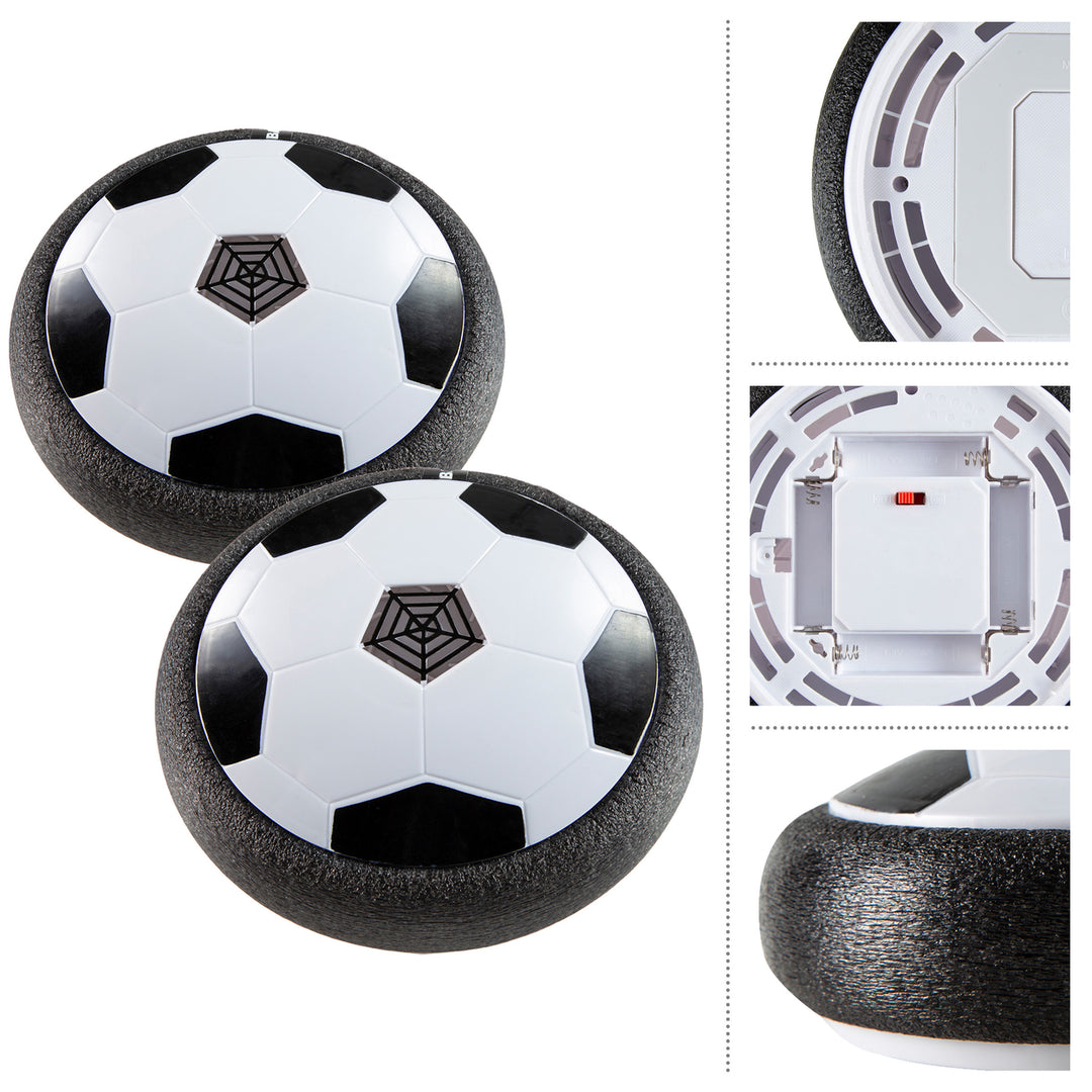 2 Pack Hover Air Soccer Balls with LED Lights Indoor Game Foam Bumpers Black White Image 3