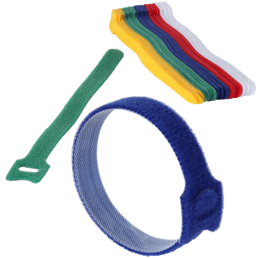 Reusable Cable Ties Set 30 Pack 8 Inch Hook and Loop Multi Color Organizers Image 1