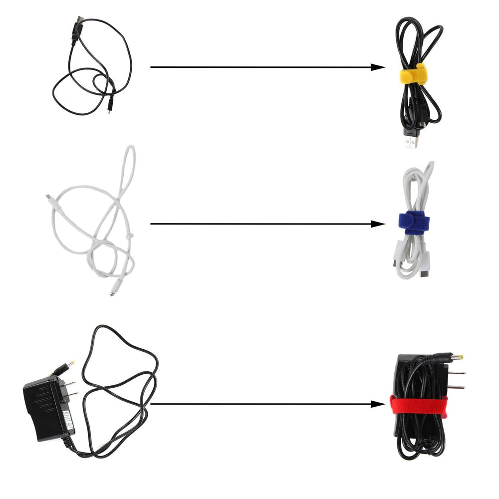 Reusable Cable Ties Set 30 Pack 8 Inch Hook and Loop Multi Color Organizers Image 2