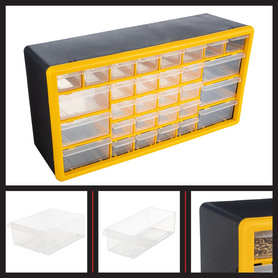 Stalwart 30-Drawer Plastic Organizer Yellow Craft Storage Wall Mount Tabletop Image 3