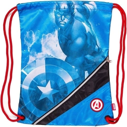 Marvel Avengers Drawstring Backpack 4 Styles Sack Pack with Zip Pocket and Patch Image 1