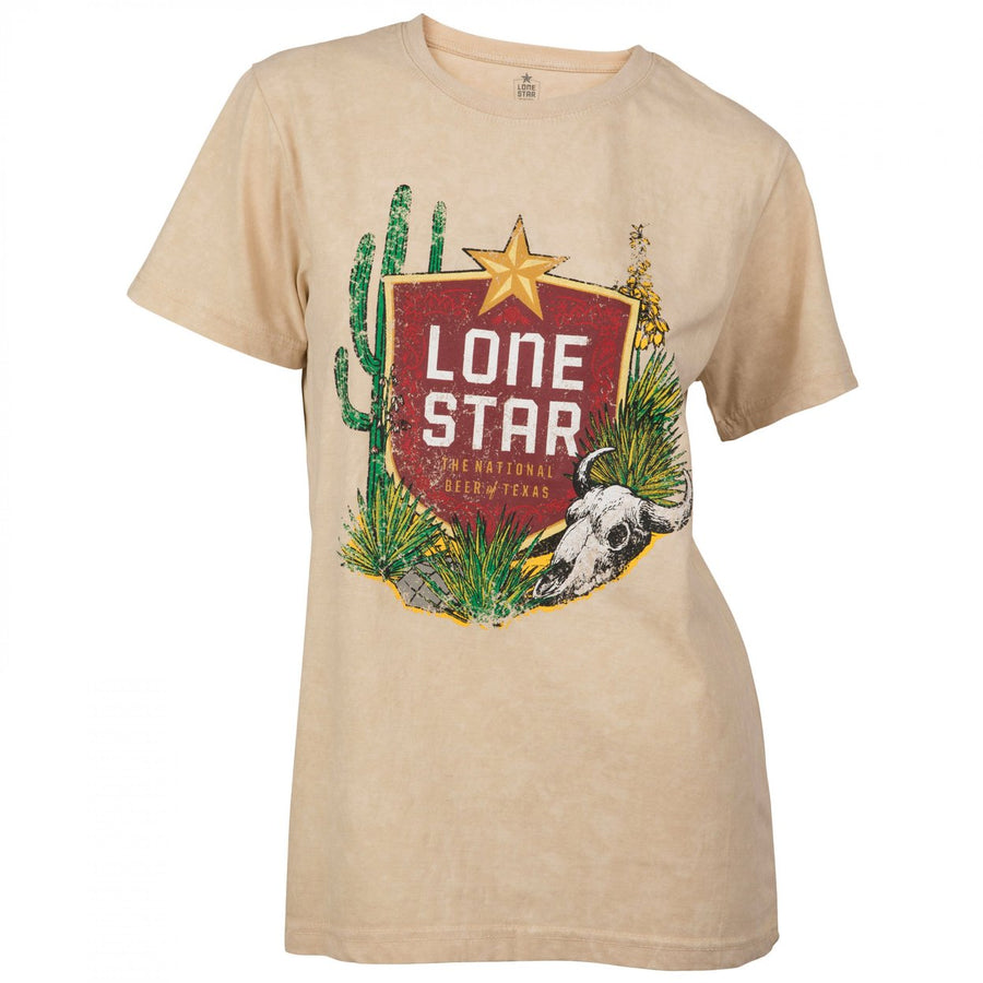 Lone Star Beer Texan Desert Mineral Wash Womens T-Shirt Image 1