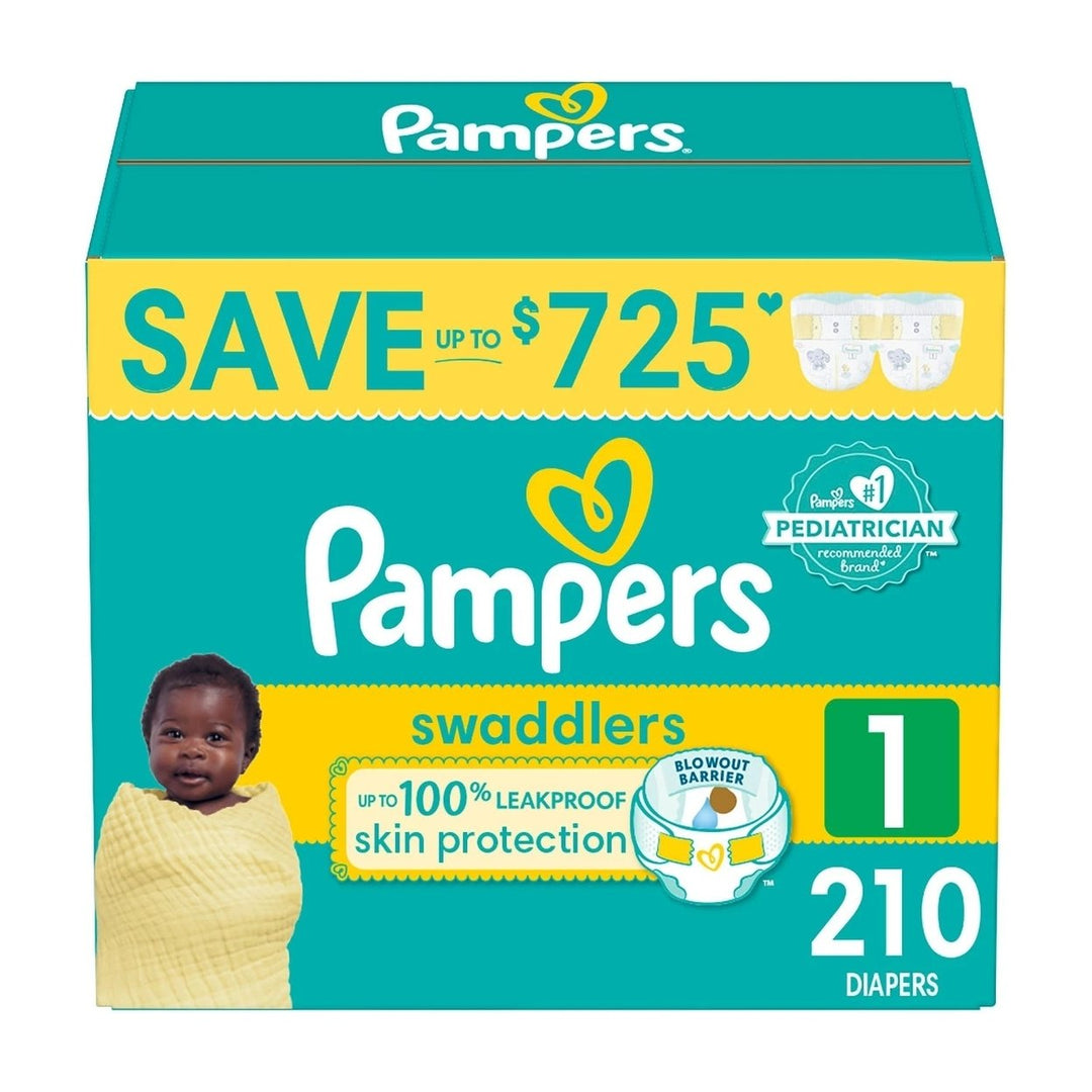 Pampers Swaddlers DiapersSize 1 (8-14 Pounds)210 Count Image 1