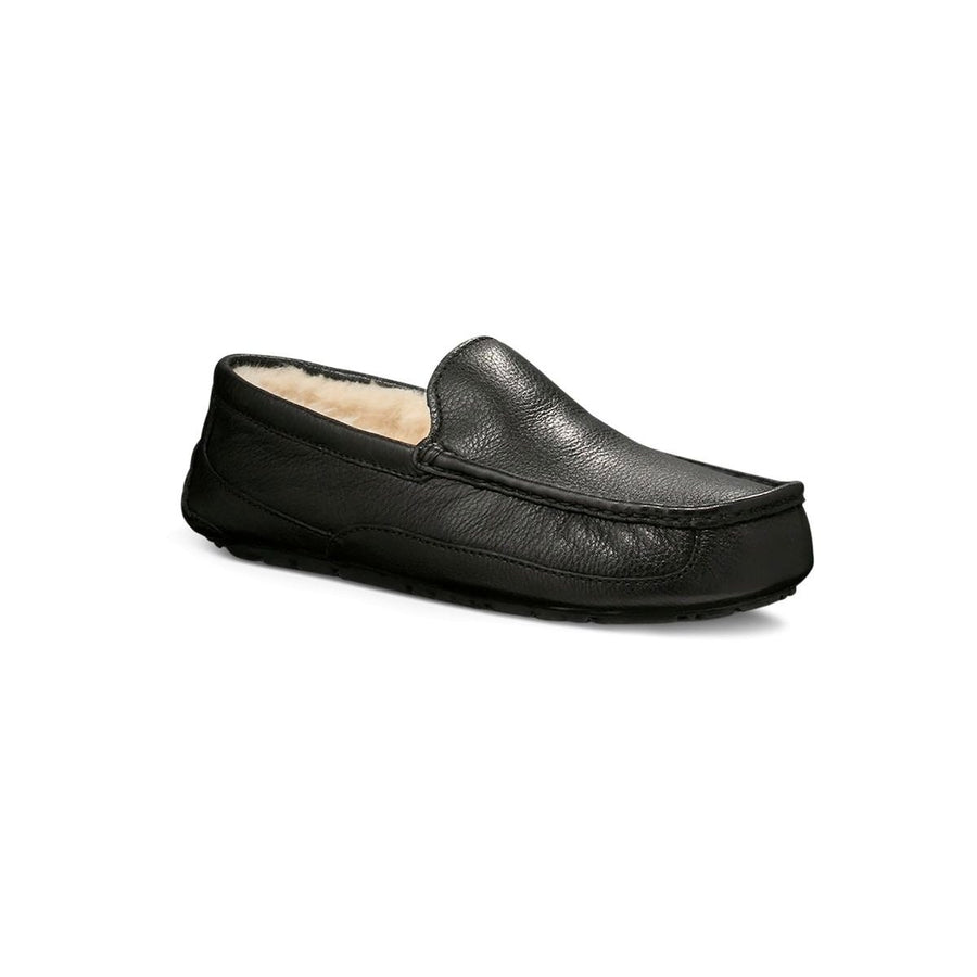 UGG Mens Ascot Black Leather Slipper - 5379B-BLK BLACK Image 1