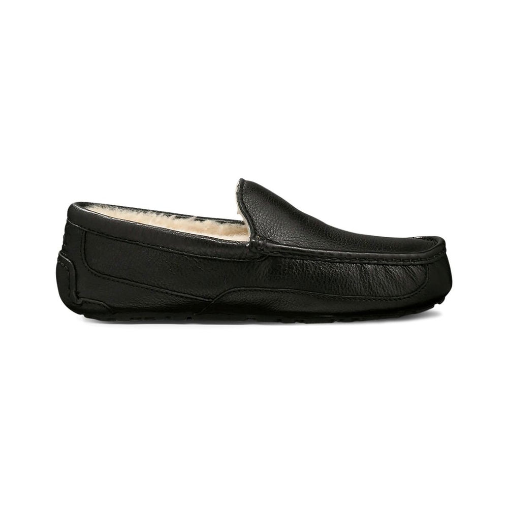 UGG Mens Ascot Black Leather Slipper - 5379B-BLK BLACK Image 2