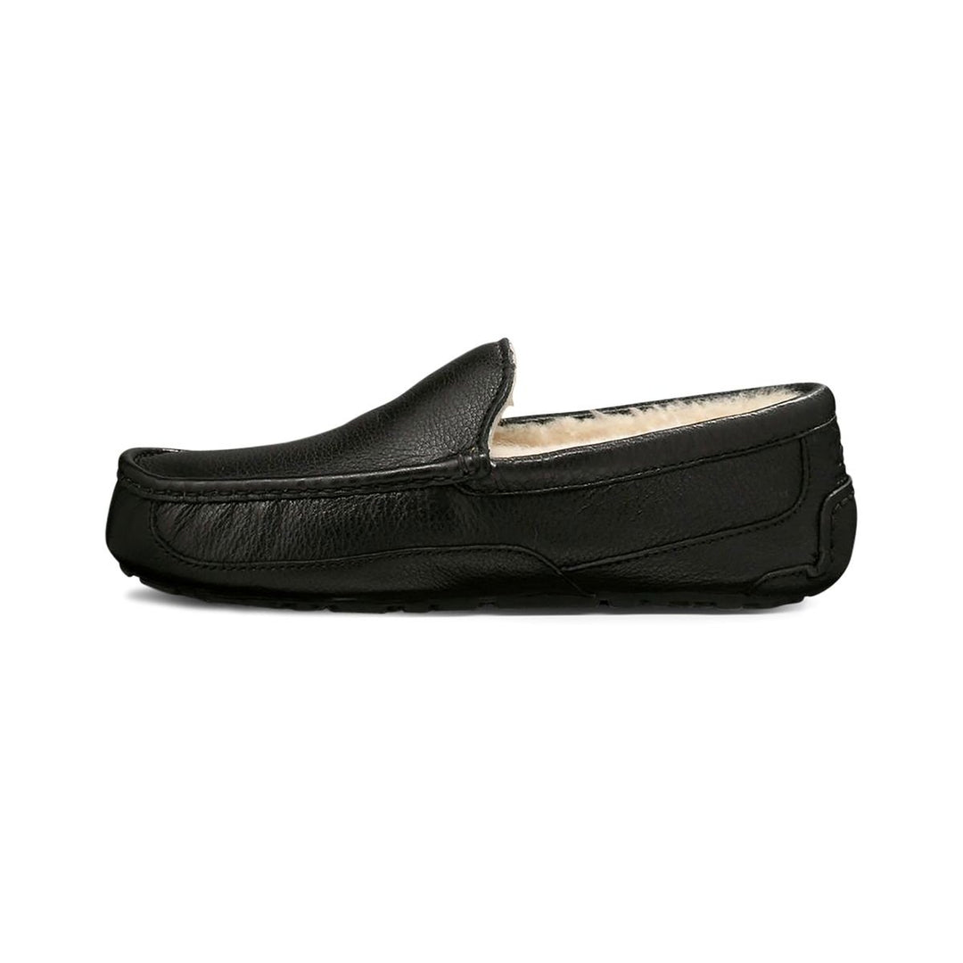 UGG Mens Ascot Black Leather Slipper - 5379B-BLK BLACK Image 3