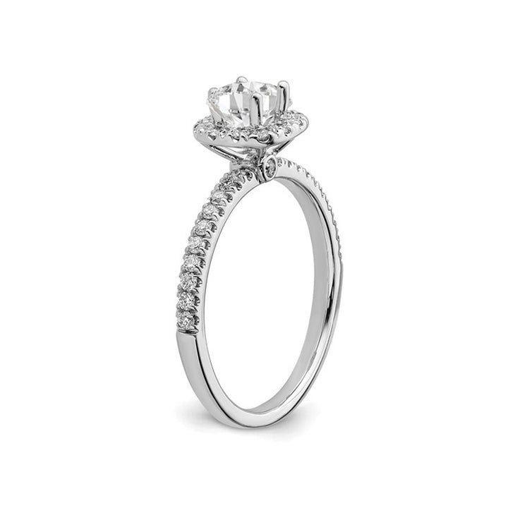 3/4 Carat (ctw G-H-I SI1-SI2) Lab Grown Diamond Engagement Halo Ring in 14K White Gold Image 4