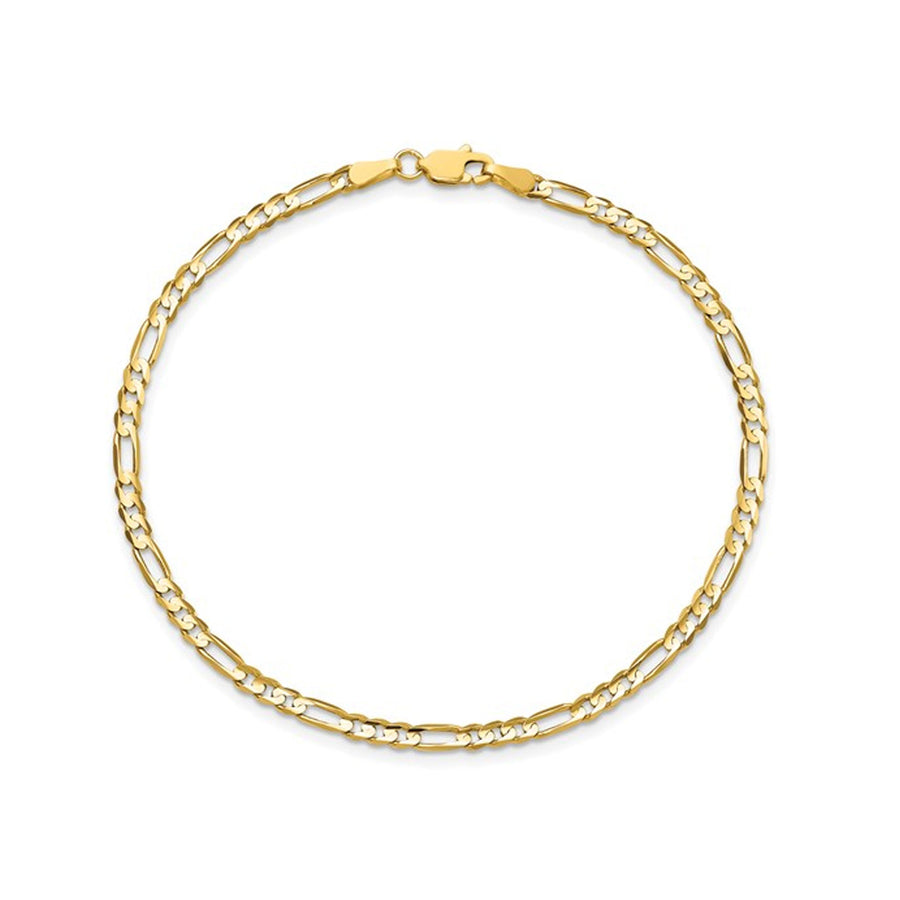 Ladies 3mm Concave Figaro Bracelet 7 Inches in 14K Yellow Gold Image 1