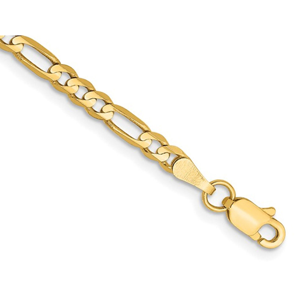 Ladies 3mm Concave Figaro Bracelet 7 Inches in 14K Yellow Gold Image 2