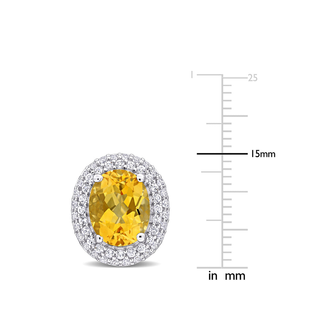 7.84 Carat (ctw) Citrine and White Topaz Button Earrings in Sterling Silver Image 3