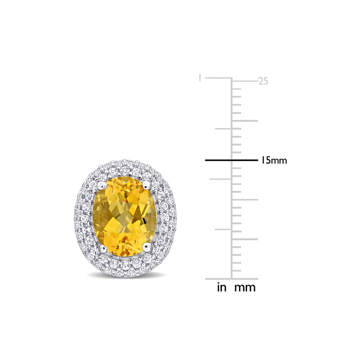 7.84 Carat (ctw) Citrine and White Topaz Button Earrings in Sterling Silver Image 3