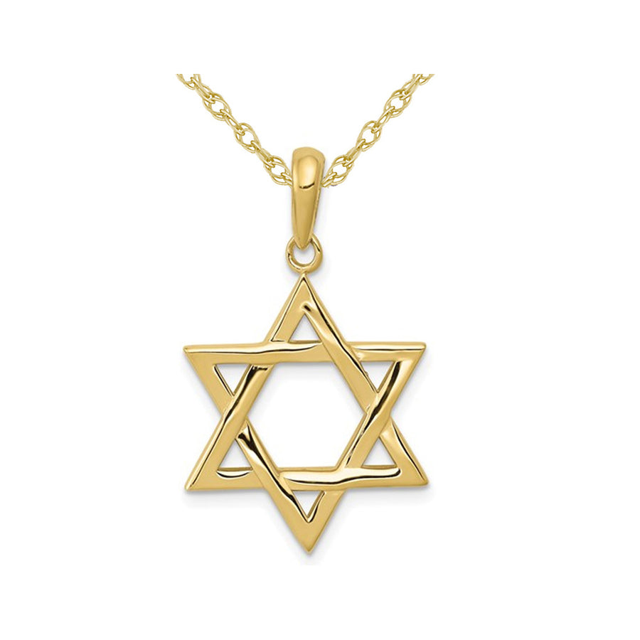10K Yellow Gold Star Of David Pendant Necklace with Chain Image 1