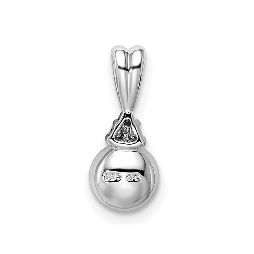 White Cultured Freshwater Pearl 6mm Pendant Necklace in Sterling Silver with Chain Image 3