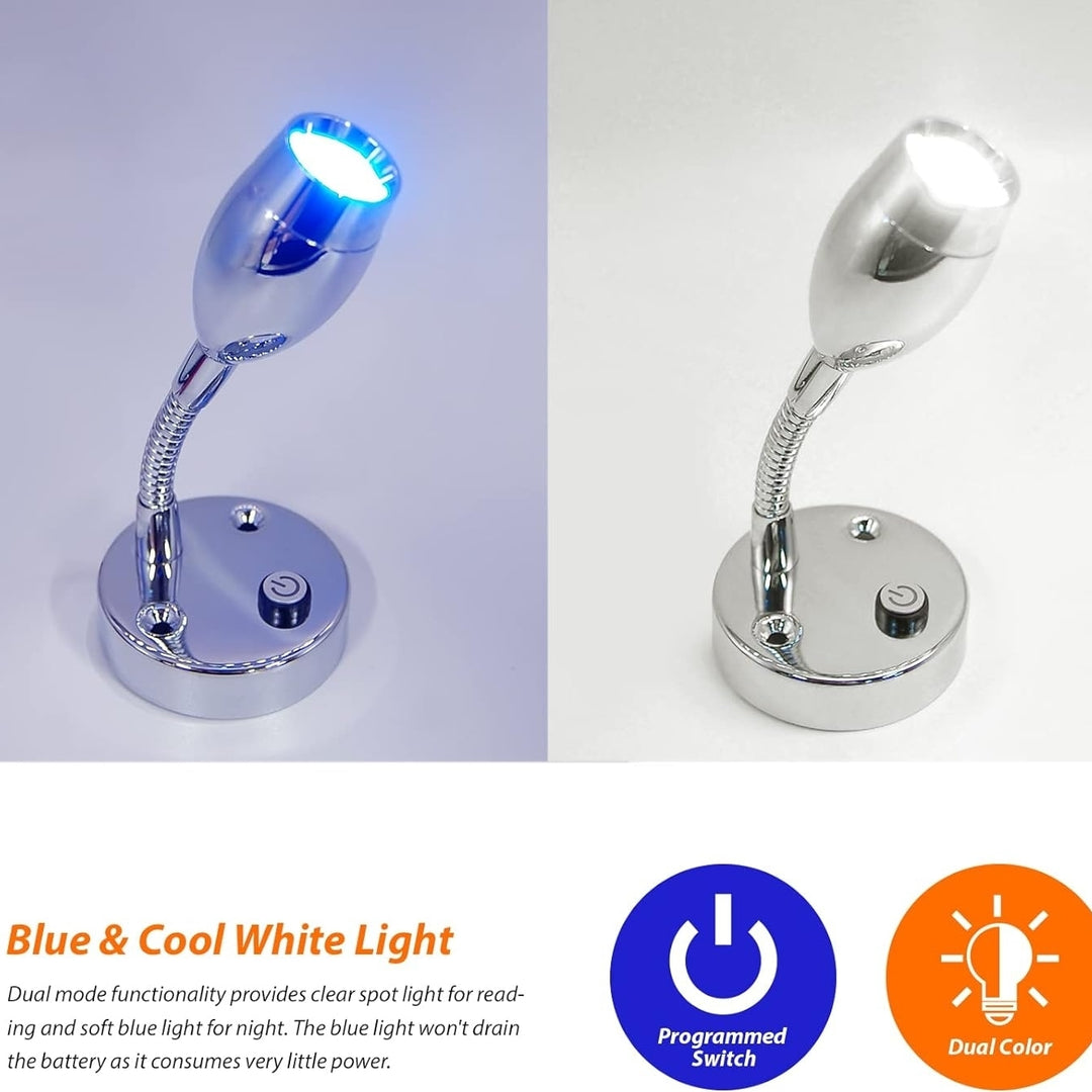 12V LED Bedside Reading Lamps With Programmed Switch For Motorhome Cool White PC Lens X2 Image 4