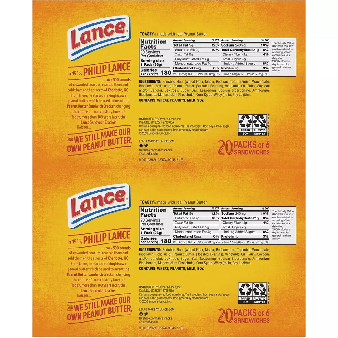 Lance Toasty Peanut Butter Sandwich Crackers (40 Count) Image 3