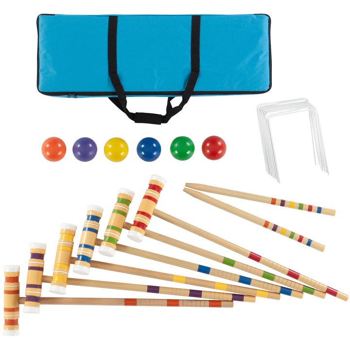 Backyard Colorful Complete Croquet Set with Travel Storage Bag Lawn Game Image 1