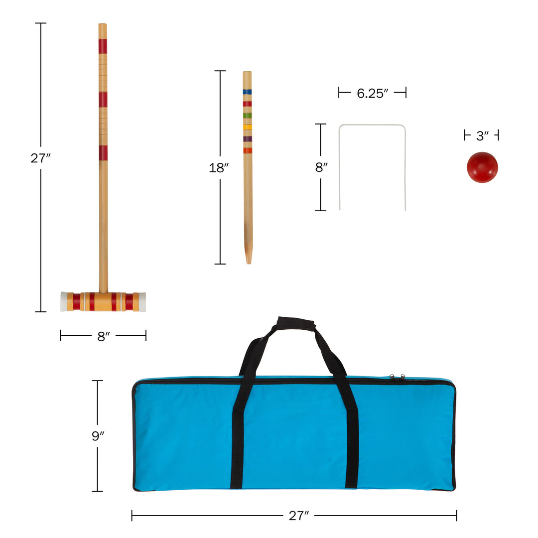 Backyard Colorful Complete Croquet Set with Travel Storage Bag Lawn Game Image 2