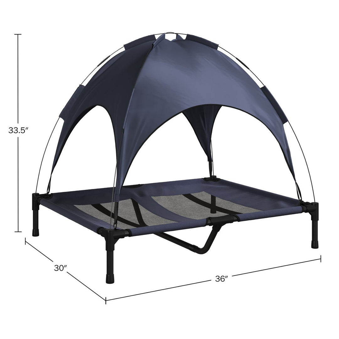 Elevated Dog Bed Canopy Blue 36x30in Outdoor Indoor Portable Carrying Case Image 2