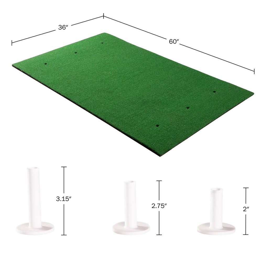 Golf Practice Hitting Mat 3x5 Ft Turf with 3 Rubber Tees for Indoor Outdoor Use Image 2