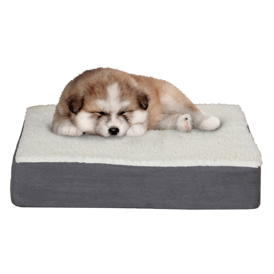 Orthopedic Dog Bed Memory Foam Cozy Sherpa 20 x 15 x 4 Washable Cover Image 1