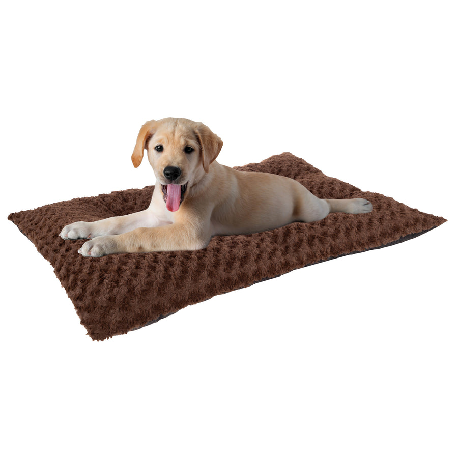 PAW Lavish Cushion Pillow Furry Pet Bed - Chocolate - Medium 19 x 32 inches Image 1