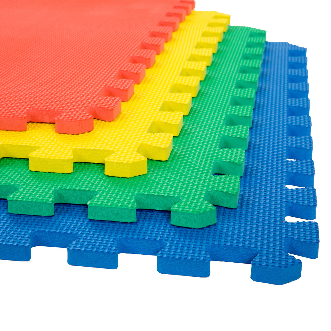 Stalwart Foam Exercise Flooring 4 Pack 2x2 Tiles Blue Green Yellow Red 16 Sq Ft Image 1