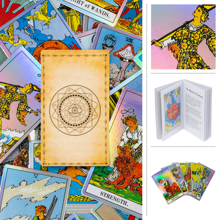 Holographic Tarot Cards with Guide Book 78 Card Oracle Deck Durable 350 GSM Image 3