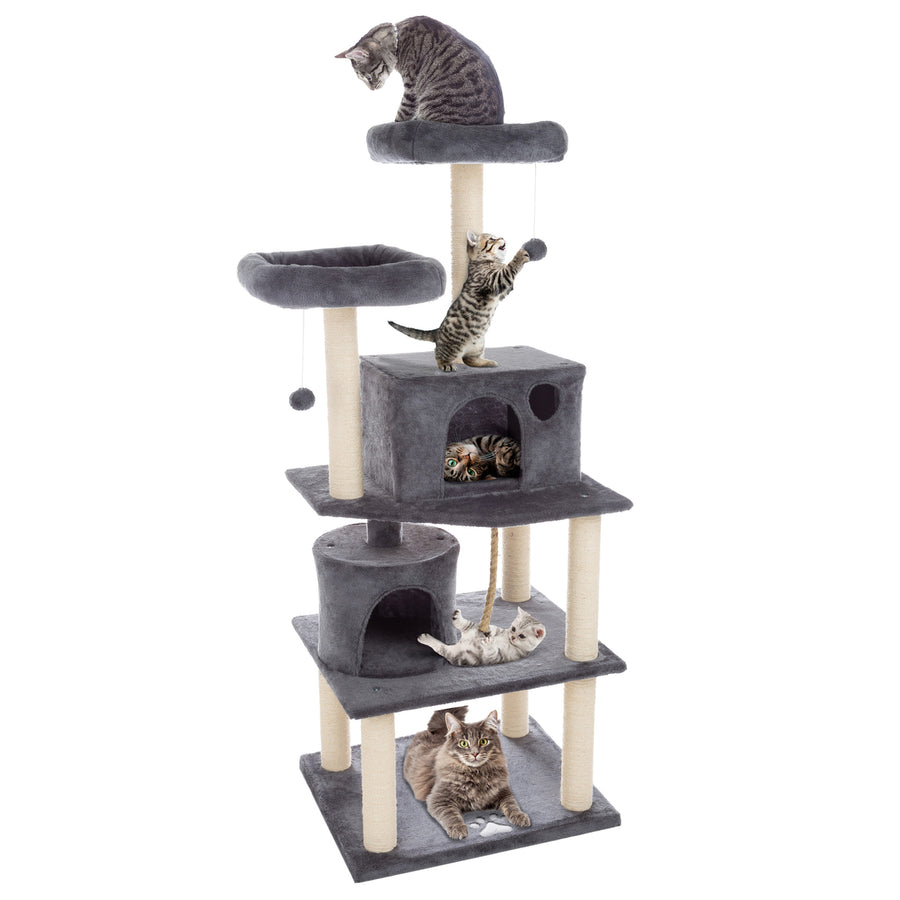 Ultimate Cat Condo Tower Dark Gray 5-Tier with 8 Scratching Posts 2 Perches Image 1