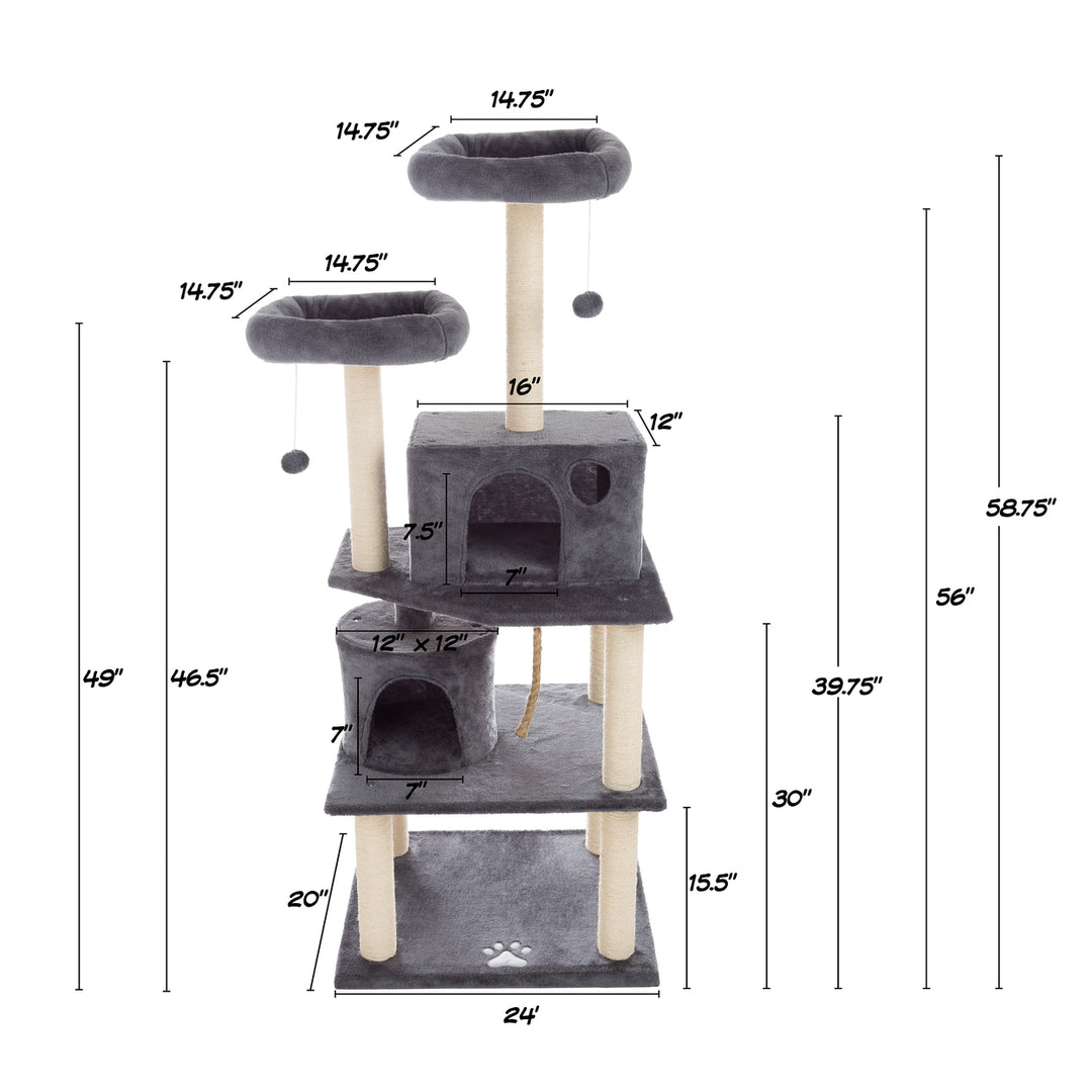 Ultimate Cat Condo Tower Dark Gray 5-Tier with 8 Scratching Posts 2 Perches Image 2