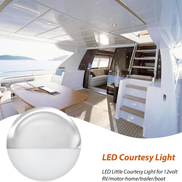 LED 12Volt Stainless Steel Step Courtesy Lights For Boat Cabin Semi Round Cool White X2 Image 4