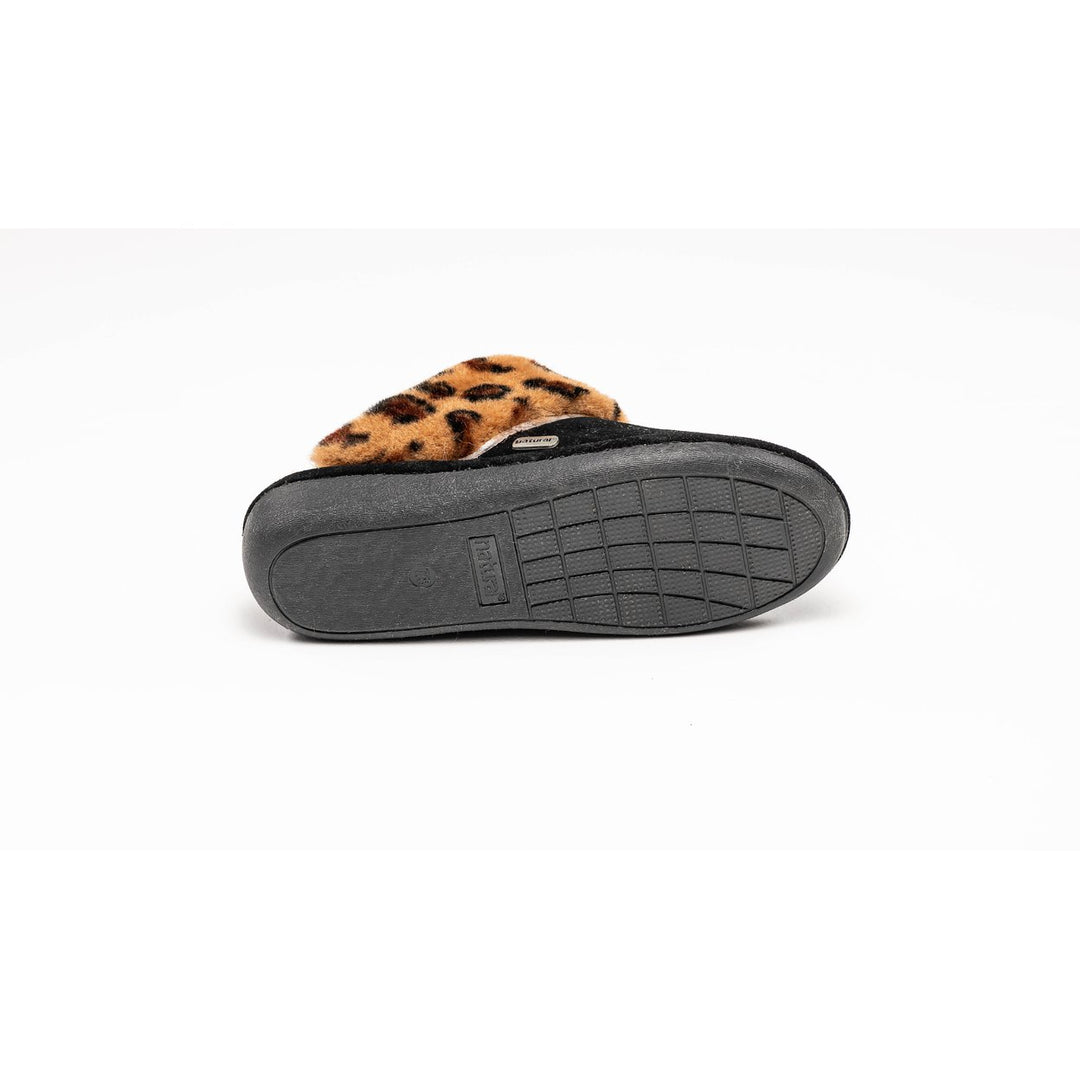 Natural Fashion Marilyn Suede Slippers Women 1-Piece Leopard Black 3" Size Image 3