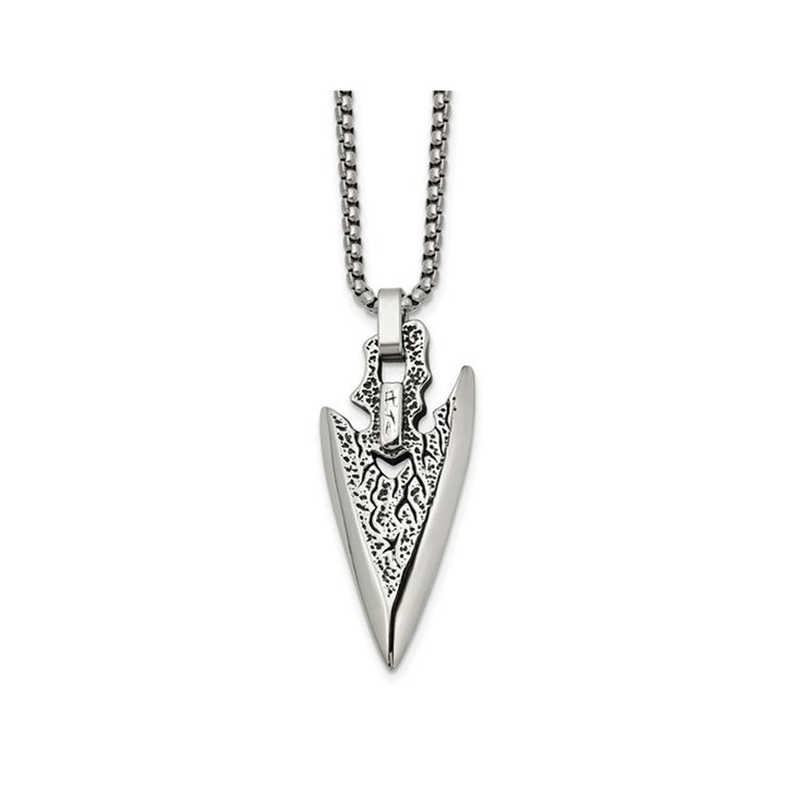 Mens Stainless Steel Antiqued Arrowhead with Chain (24 Inches) Image 1