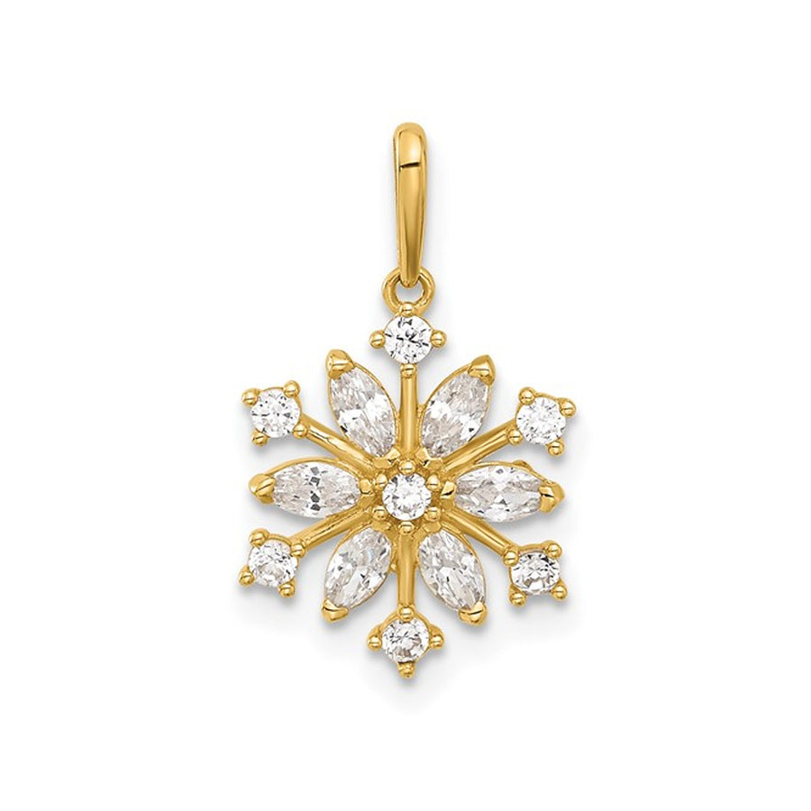 14K Yellow Gold Snowflake Charm Pendant with Cubic Zirconia (CZ)s (NO CHAIN) Image 1