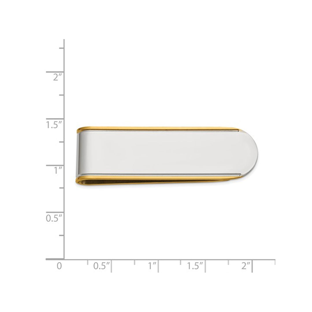 Stainless Steel Polished with Yellow IP-plated Edges Money Clip Image 4