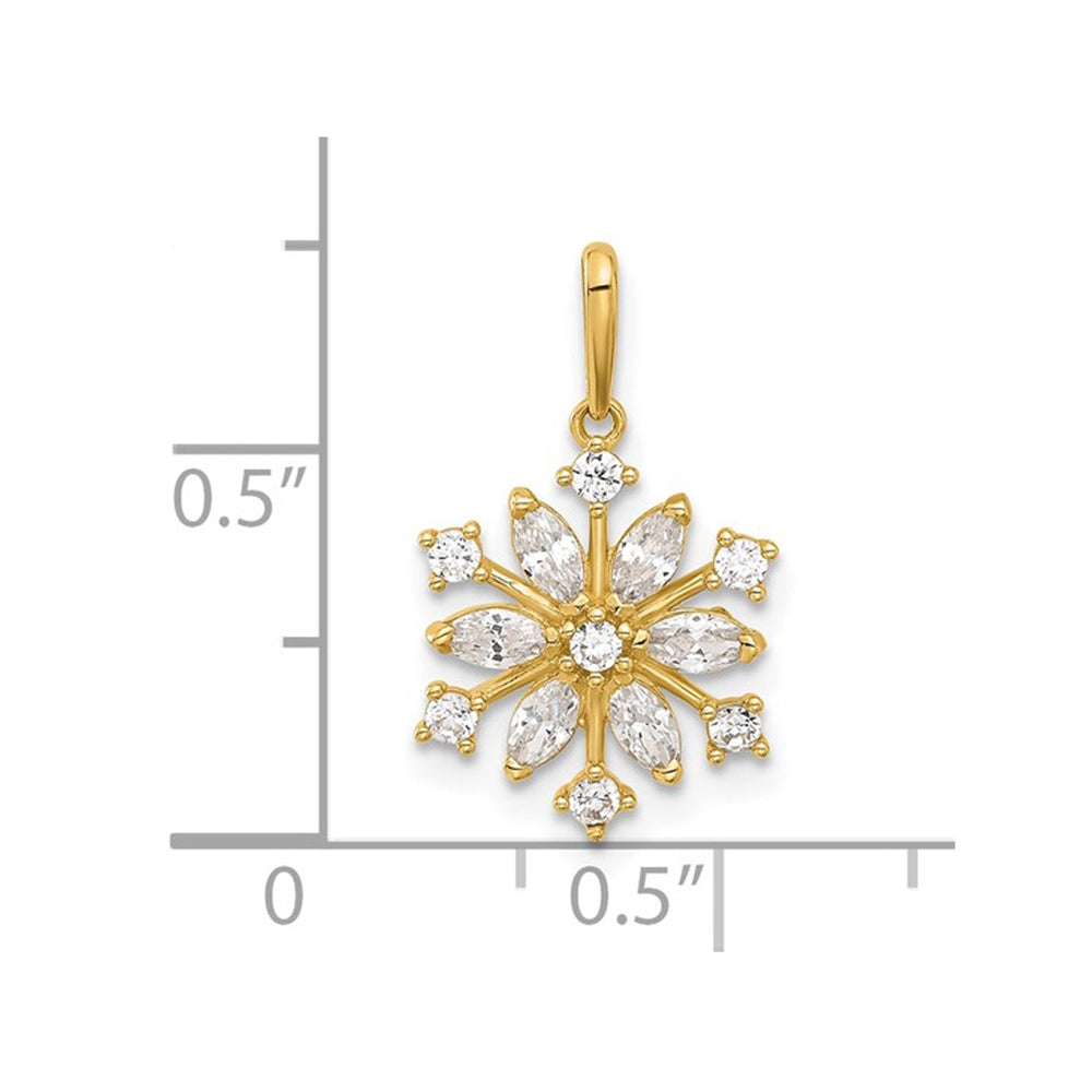 14K Yellow Gold Snowflake Charm Pendant with Cubic Zirconia (CZ)s (NO CHAIN) Image 2