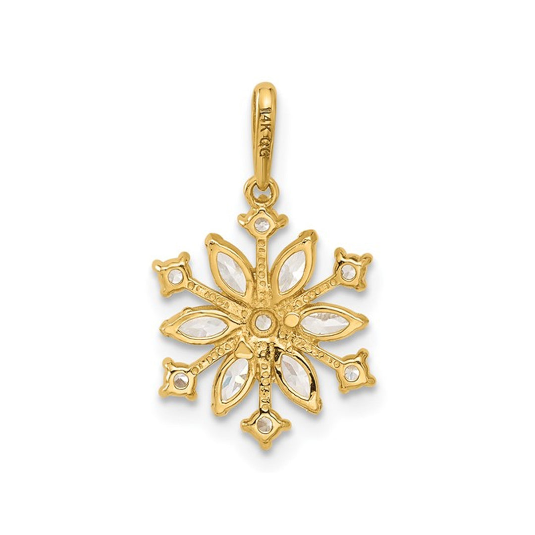 14K Yellow Gold Snowflake Charm Pendant with Cubic Zirconia (CZ)s (NO CHAIN) Image 3