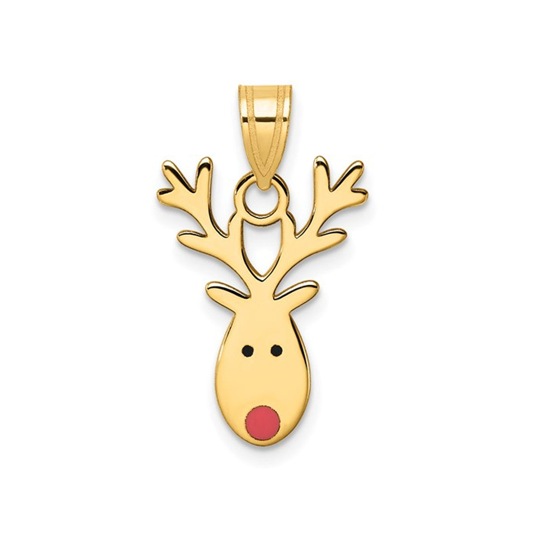 14K Yellow Gold Reindeer Charm Pendant Necklace (NO CHAIN) Image 1