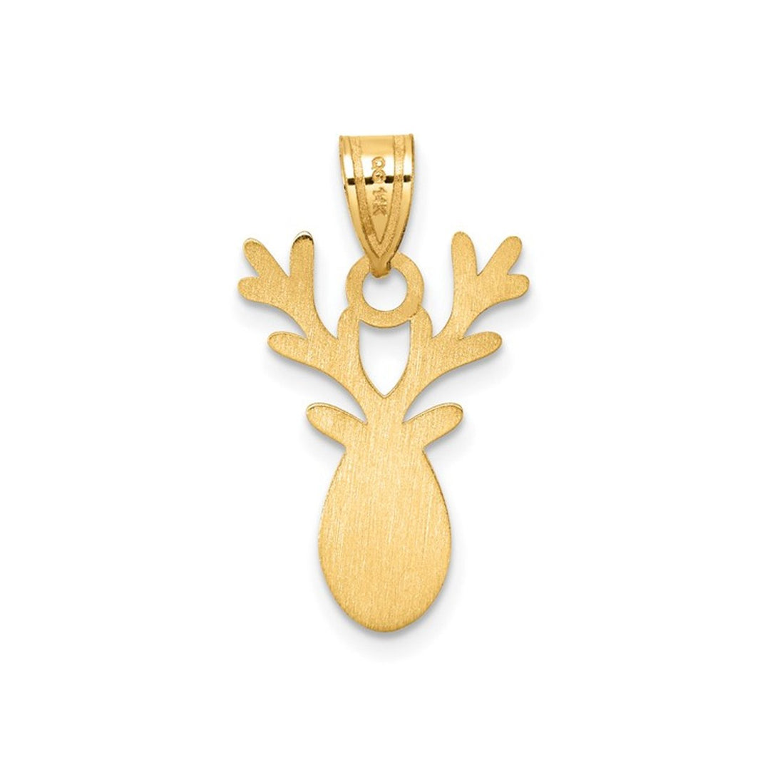 14K Yellow Gold Reindeer Charm Pendant Necklace (NO CHAIN) Image 3