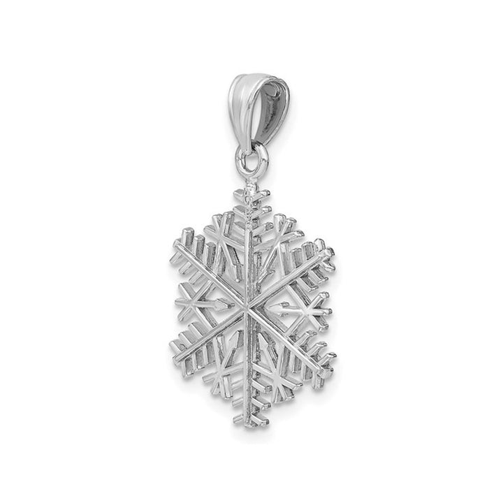 14K White Gold Snowflake Charm Pendant Necklace (NO CHAIN) Image 3