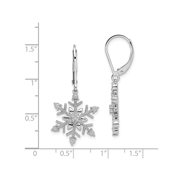 Sterling Silver Winter Snowflake Dangle Drop Leverback Earrings Image 4