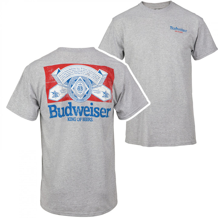 Budweiser Distressed Logo Front and Back Print T-Shirt Image 1