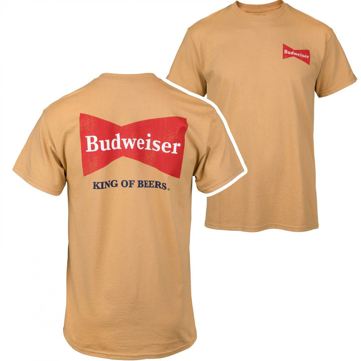 Budweiser King of Beers Retro Logo Front and Back Print T-Shirt Image 1