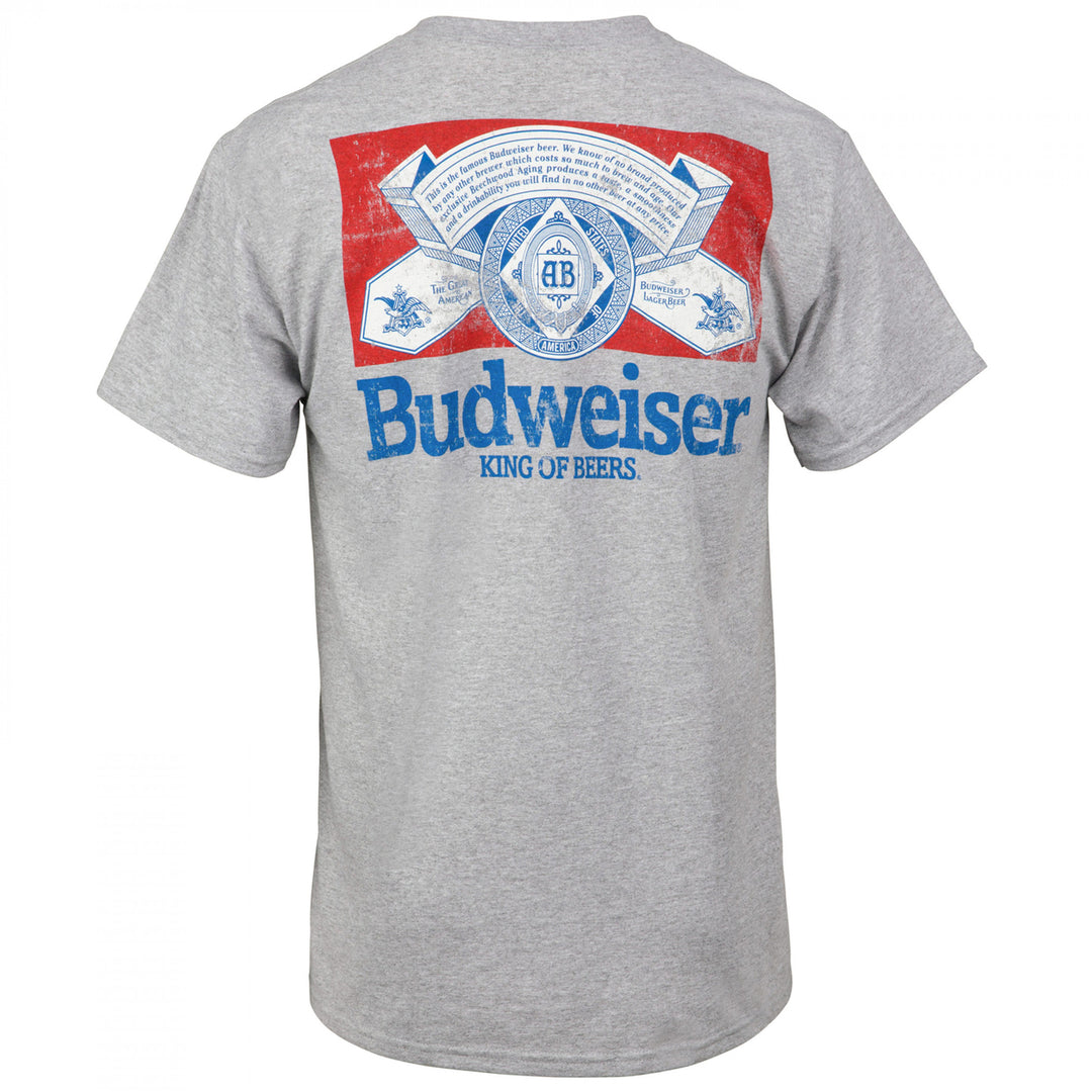 Budweiser Distressed Logo Front and Back Print T-Shirt Image 3