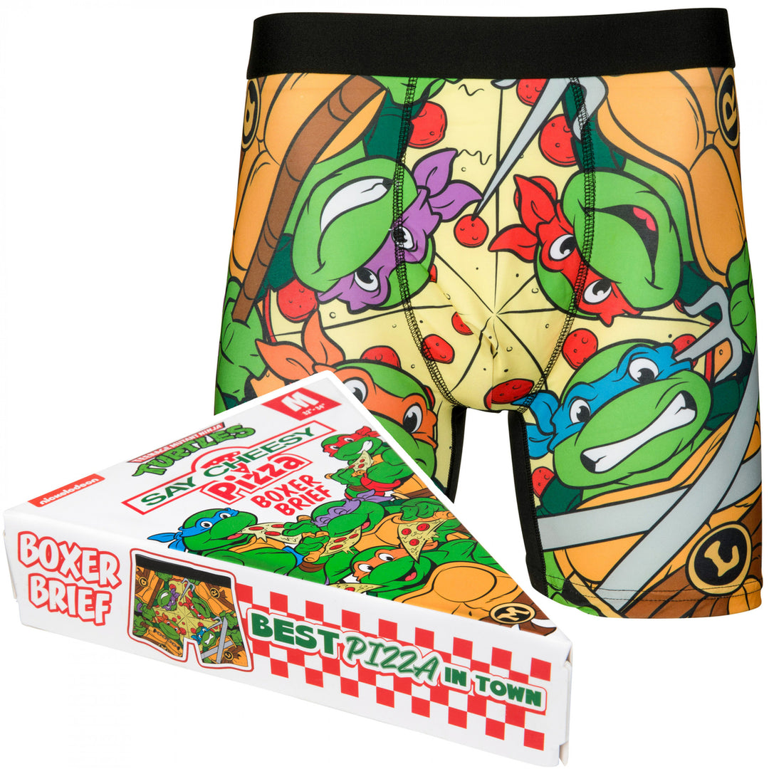 Teenage Mutant Ninja Turtles Pizza Boxer Briefs in Novelty Packaging Image 1