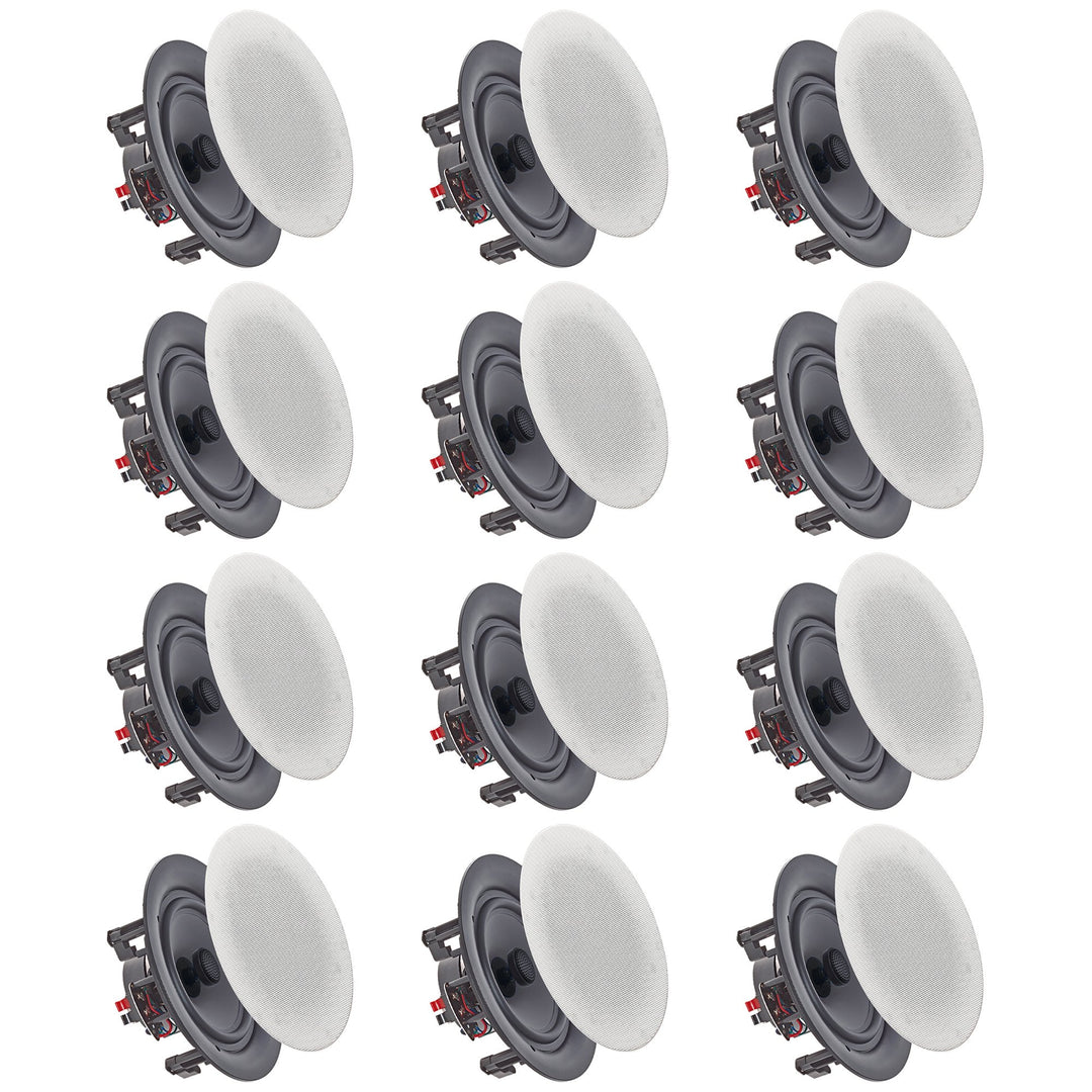 Vaiyer 5.25 Inch 8 Ohm Flush Mount Speakers Set of 12 175 Watts In-Ceiling 2-Way Image 1